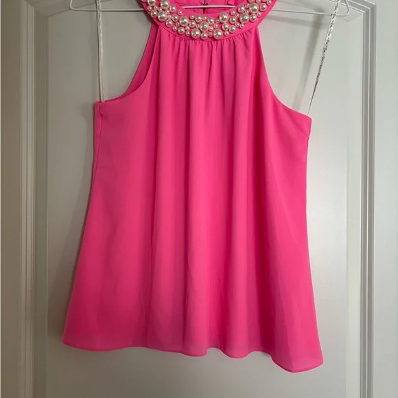 Lilly Pulitzer Pink Sleeveless Top with Pearl Detail - Picture 1 of 5